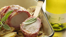 Rôti de porc à l'Edam fumé, rattes rôties