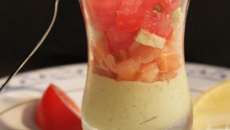 Verrine au Chavroux et tartare de tomates