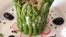 Charlotte printanière aux asperges et chèvre frais