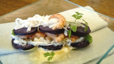 Crevettes en Sandwich de Vitelotte