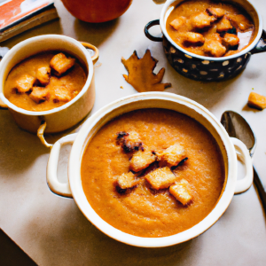 Soupe de potimarron, crumble salé