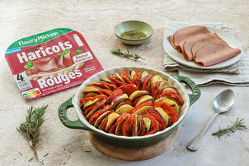 Tian de légumes aux tranches végé haricots rouges saveur barbecue