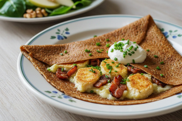 Crêpes au chèvre et aux petits lardons