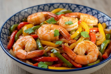 Crevettes Piquantes aux Poivrons