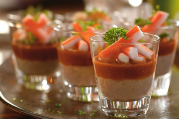 Verrines de thon, tomates, surimi