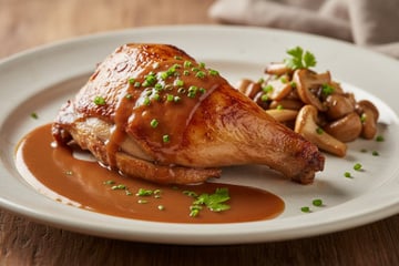 Chapon rôti sauce au foie gras