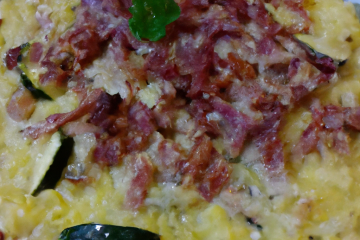 Gratin de riz, courgettes et lardons