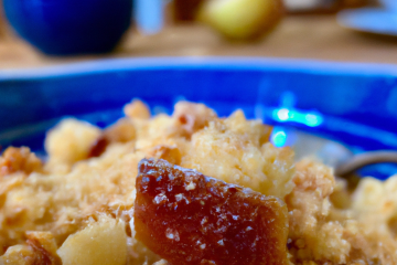 Crumble sucré et salé à la poire au bleu d'Auvergne