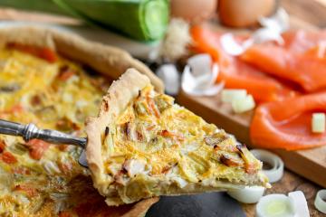 Quiche au saumon fumé et poireaux