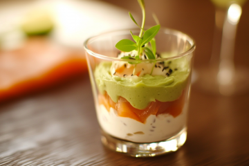 Mousse d'avocat crème et saumon