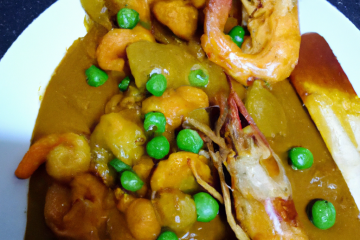 Curry thaï au cabillaud, crevettes et petits pois