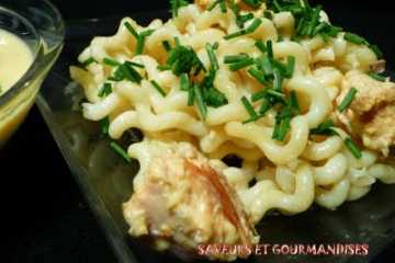 Fusilli lunghi au saumon et sauce safranée