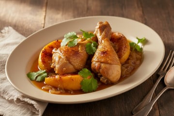 Tajine de poulet au coing et au miel