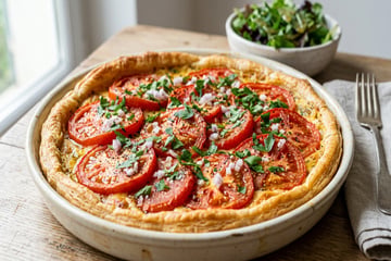 Tarte à la tomate, moutarde et herbes fraîches