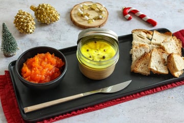 Terrine de faux-gras et confit de potimarron
