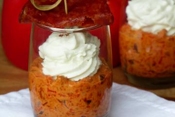 Verrine chorizo, poivron, chèvre