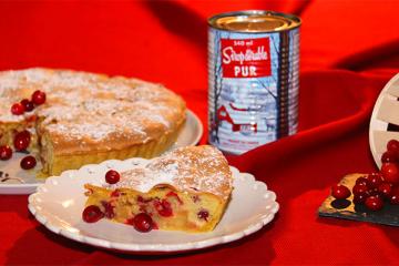 Tarte biscuitée, pommes, canneberges et sirop d'érable