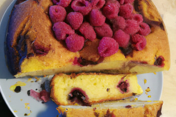 Cake à l'huile d'olive et aux framboises