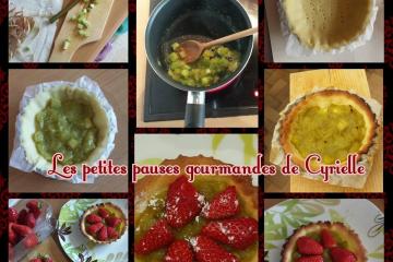 Tartelette aux fraises sur lit de rhubarbe