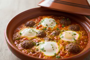 Tajine de kefta aux œufs traditionnel