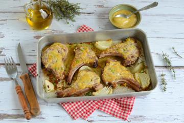 Côte d'agneau au four à la moutarde et au miel