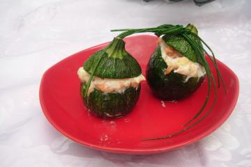 Courgettes  farcies fromage frais saumon