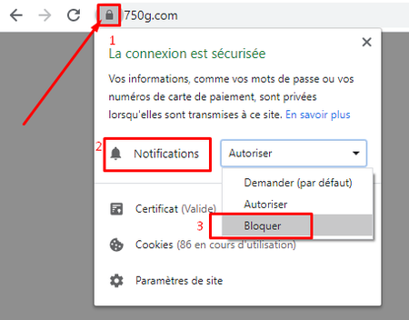 Desactiver notification 750g sur Google Chrome