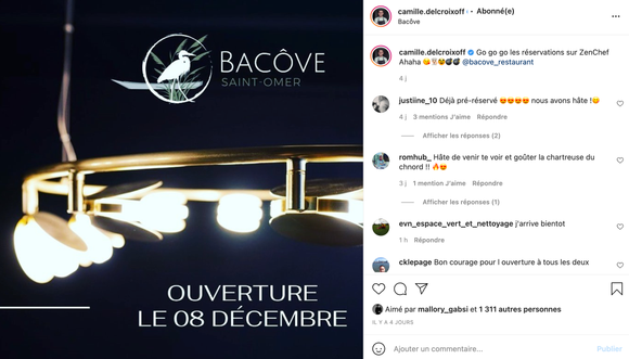 Camille Delcroix ouvre son restaurant - Instagram 