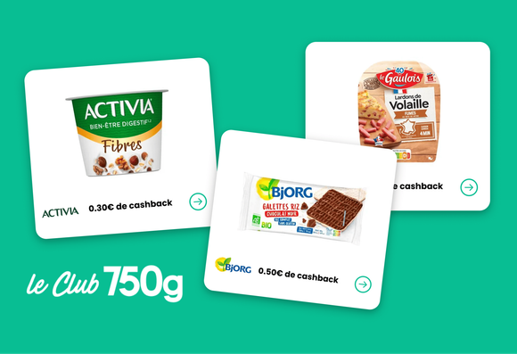 Avec le Club 750g, faites des économies : voici 3 offres pour récupérer de l’argent sur l’achat yaourts, lardons et de galettes de riz