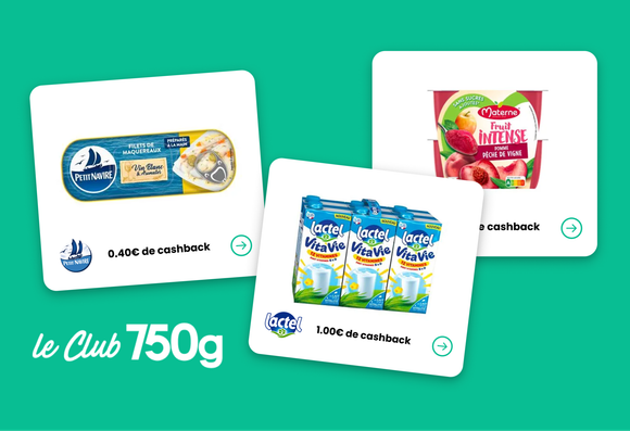 Avec le Club 750g, faites des économies : voici 3 offres pour récupérer de l’argent sur l’achat de compotes, maquereaux et briques de lait