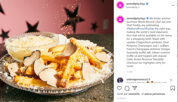 Les frites les plus chères du monde se trouvent à New-York - Instagram @serendipity3nyc 