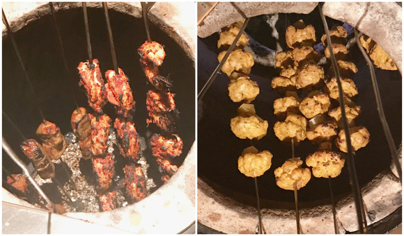 Crevettes et chou fleur marinés puis cuits dans le Tandoor