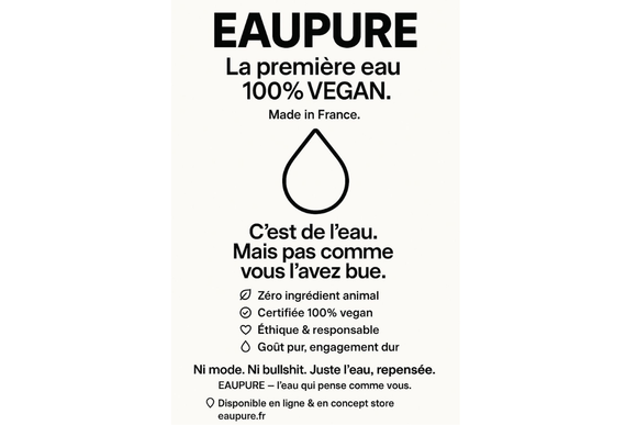 Avec Eaupure, une nouvelle marque française lance la première eau certifiée 100% vegan