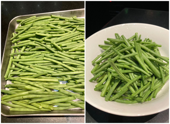 Haricots verts équeutés à la main