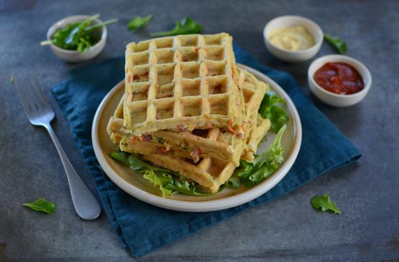 Gaufres légumes et bacon. Nadia Paprikas