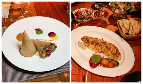 Samoussas ouverts et sole de Douvres tandoori