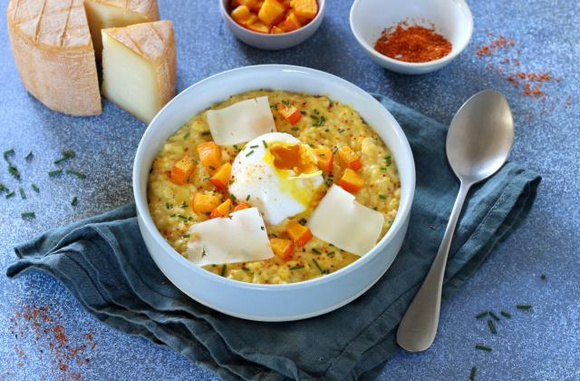 Porridge salé au potimarron et pur Brebis Pyrénées. Silvia Santucci