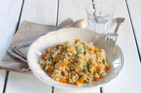 Risotto de petits pois au fromage de brebis. Silvia Santucci