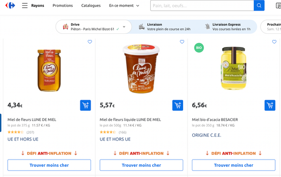 Capture d'écran Carrefour 
