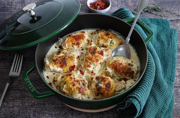 Poulet mijoté à la crème de parmesan et jambon de parme. Silvia Santucci