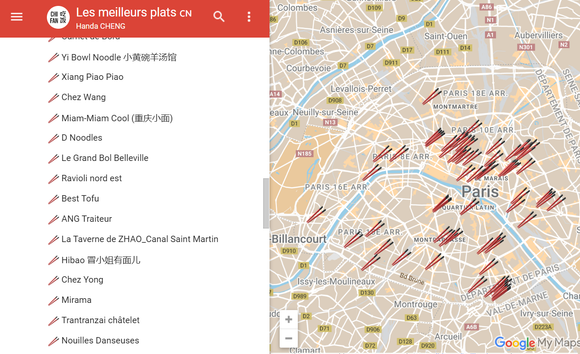 Capture d'écran de la carte élaborée par Chifan-Paris.