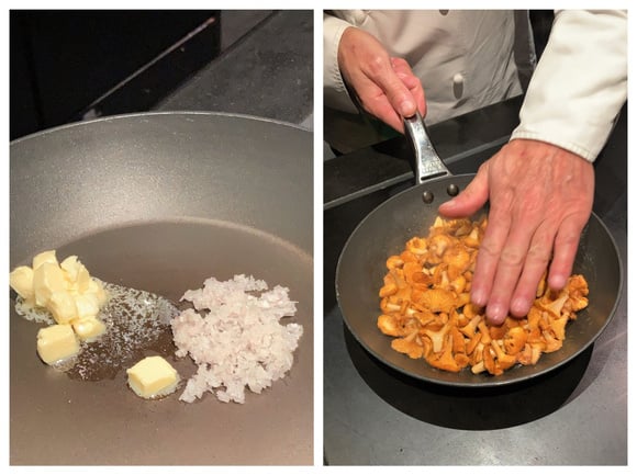 Cuisson des échalottes avec démarrage à froid / fricassée en cours 