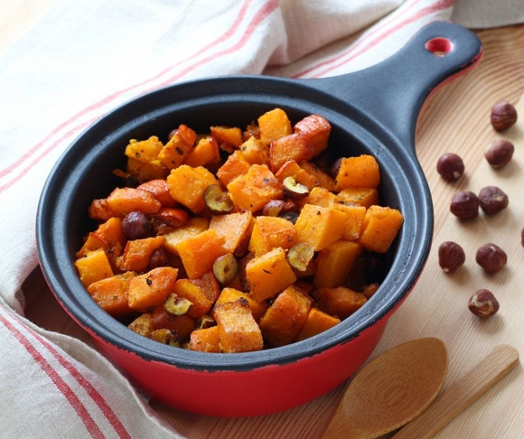 Cocotte de potimarron et butternut aux noisettes. Silvia Santucci