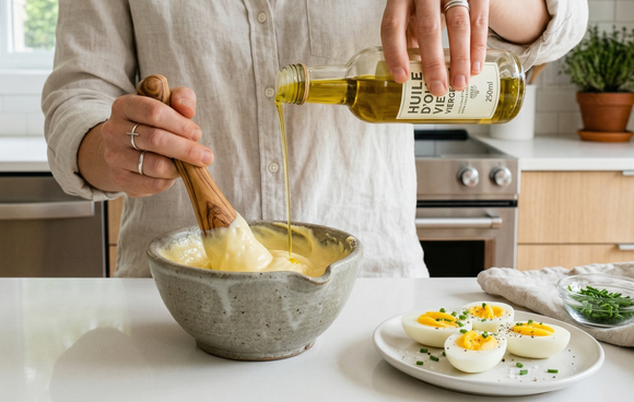 Oubliez le fouet et testez cette mayonnaise traditionnelle au mortier à la texture étonnante