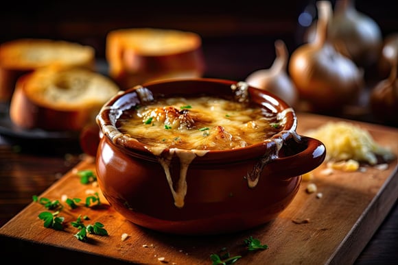 “Je mets beaucoup de fromage” : Philippe Etchebest vous montre comme faire une irrésistible soupe à l’oignon, bien gratinée