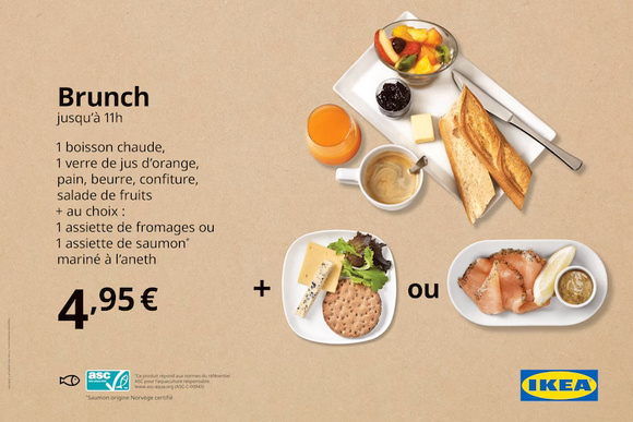 Ikea propose un brunch à 4,95 euros. Ikea