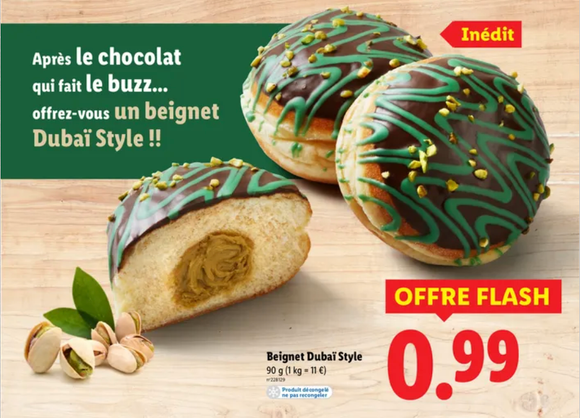 Lidl va encore frapper fort en proposant un donut inspiré de la tablette Dubaï à moins d’un euro
