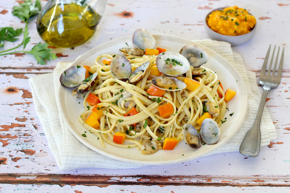 Linguine au potimarron et palourdes. Silvia Santucci