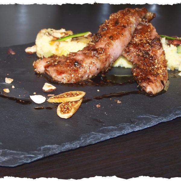 Recette Aiguillettes De Canard Fermier Des Landes Panees Figues Noisettes Et Sa Polenta Cremeuse 750g