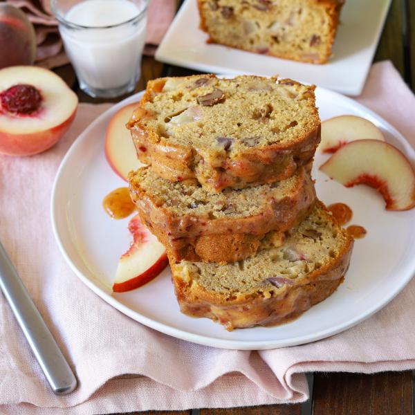 Recette Cake Aux Peches Et Noix De Pecan Peach Bread En Pas A Pas